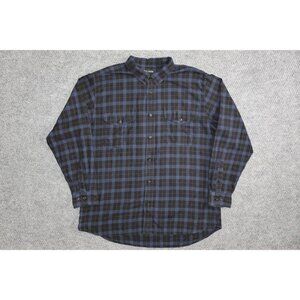 Filson Flannel Work Shirt Blue and Black Plaid Size XL